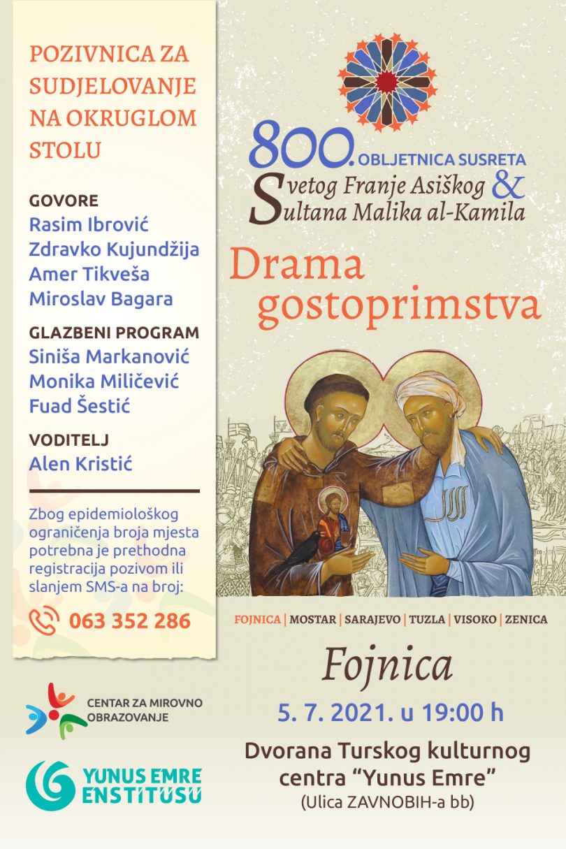 Večeras  treći od šest okruglih stolova u povodu proslave 800. obljetnice susreta sv. Franje Asiškog i sultana Malika al-Kamila